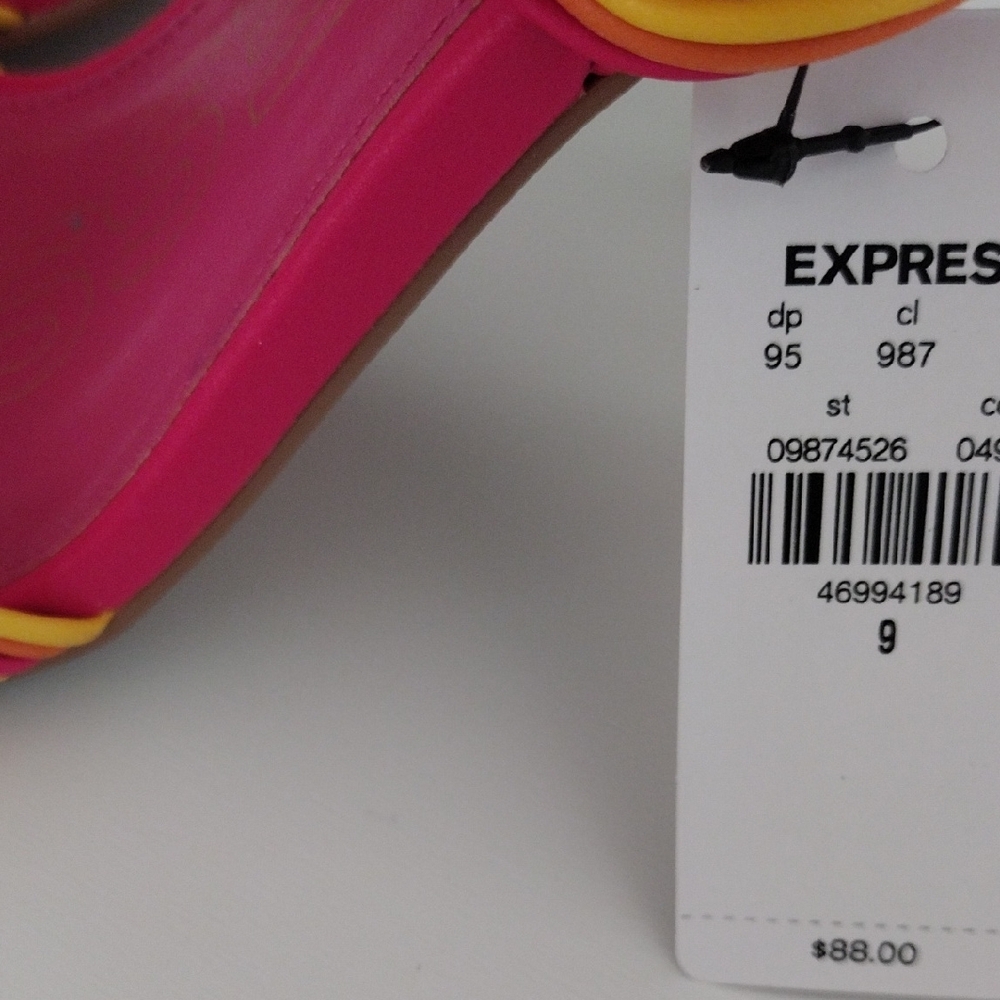 Express Pink and Yellow Strappy Heels - Picture 14 of 15